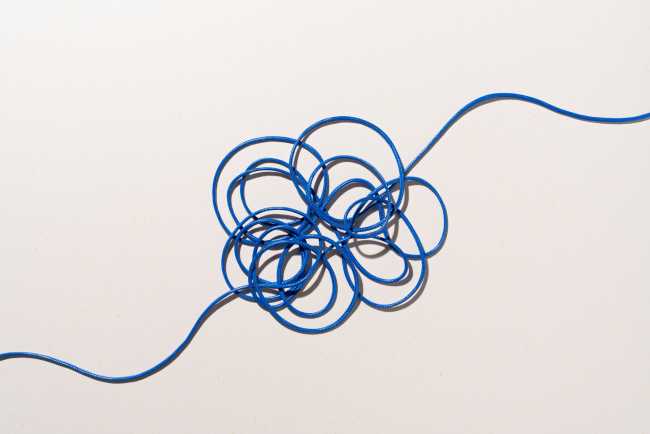 tangled blue string