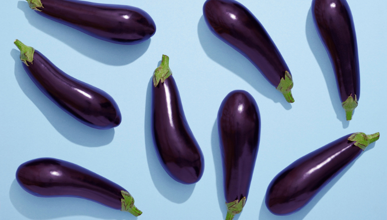 eggplants on a blue background