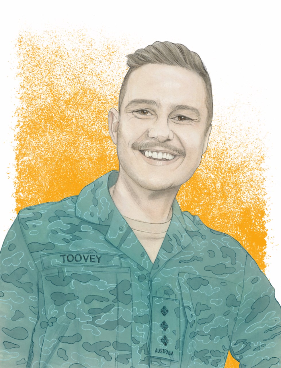 Illustration of Hugo Toovey in Army uniform